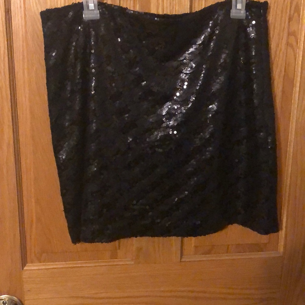 Black sequin mini skirt